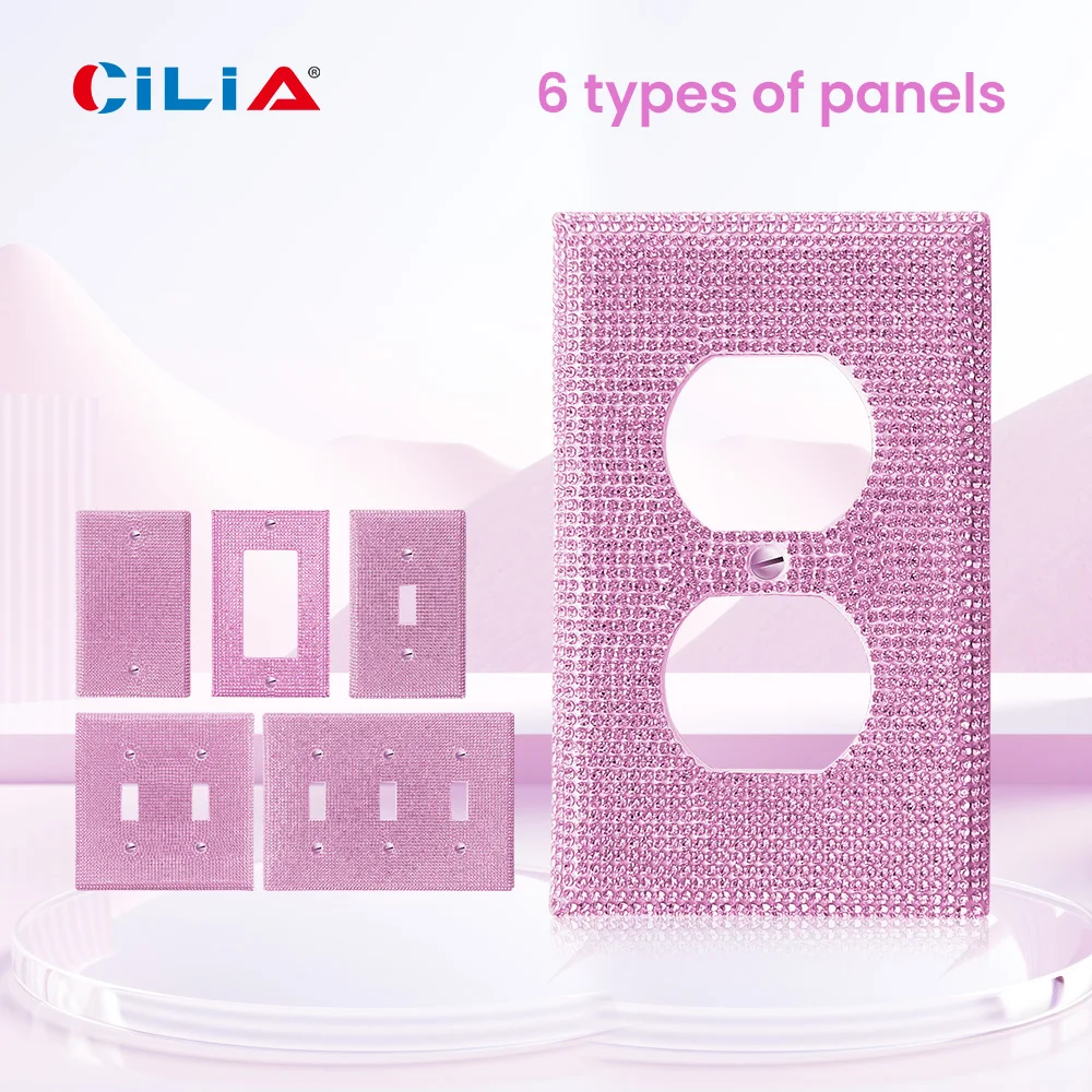 

Combination pack wall panel light switch cover, various styles, pink diamond, wall panel light switch socket cover