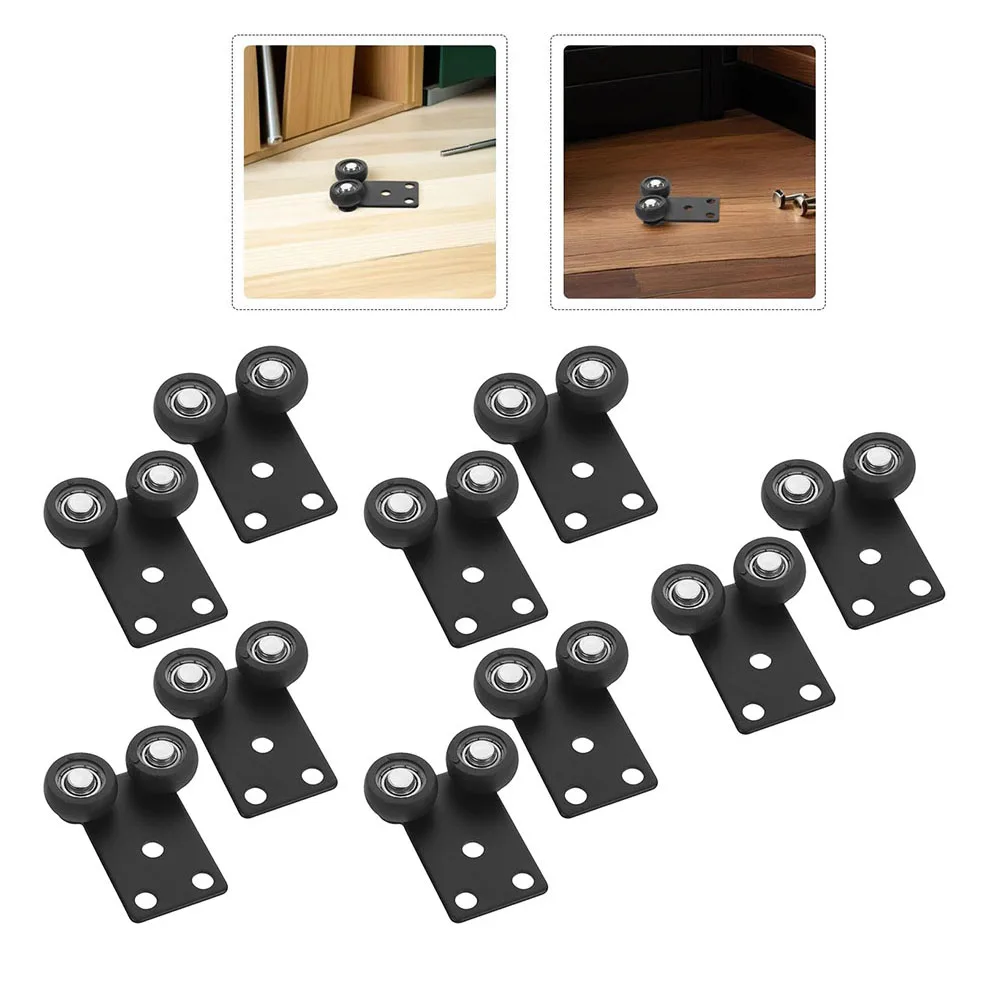 

2PCS 10PCS Iron Nylon Sliding Wardrobe Door Rollers 42x38x12mm Black Wheels for Cabinets and Sliding Furniture