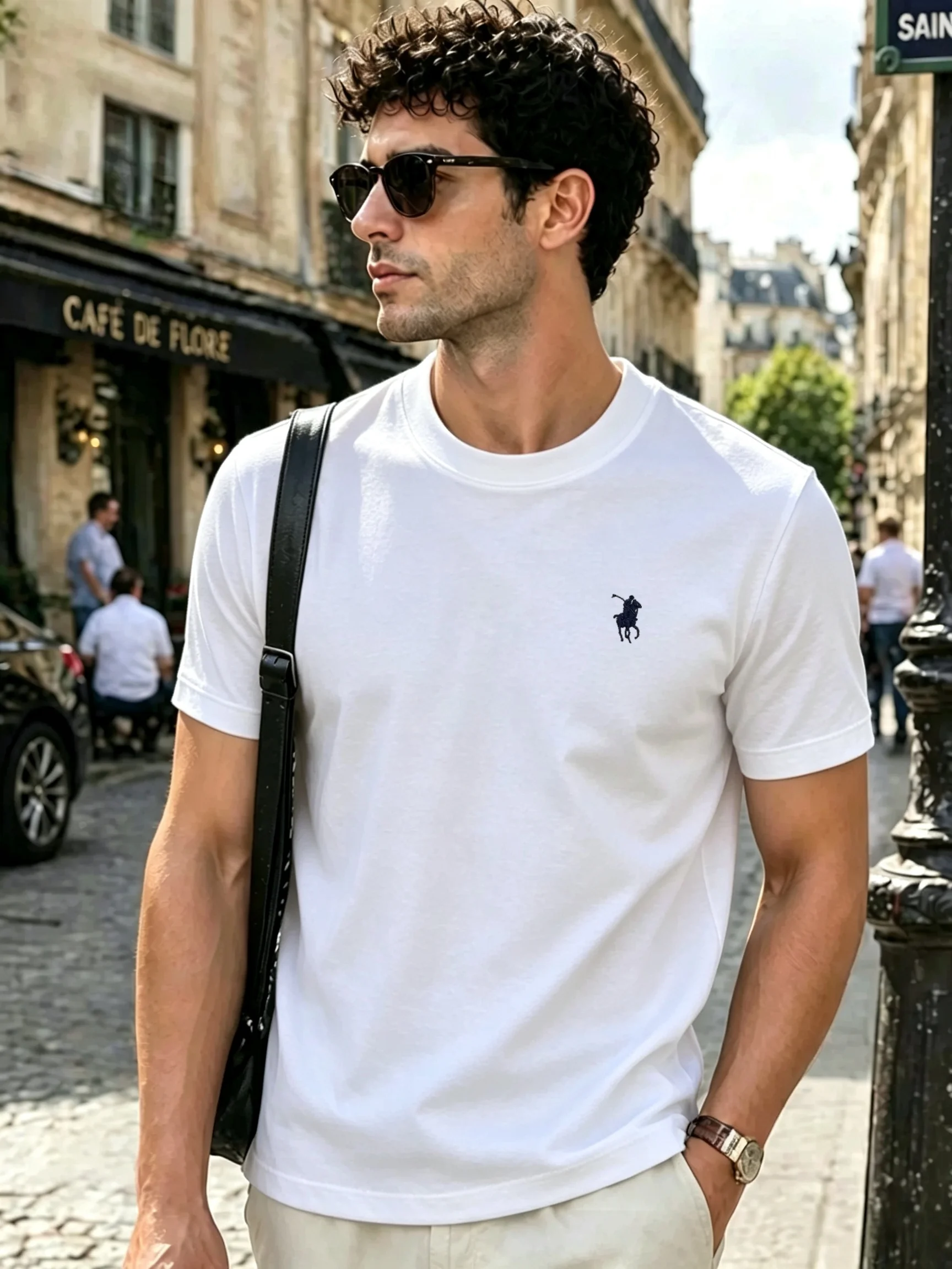 100% pure cotton 2026 high-end brand men's short sleeved round neck top summer fashion luxury logo embroidered golf top T-shirt