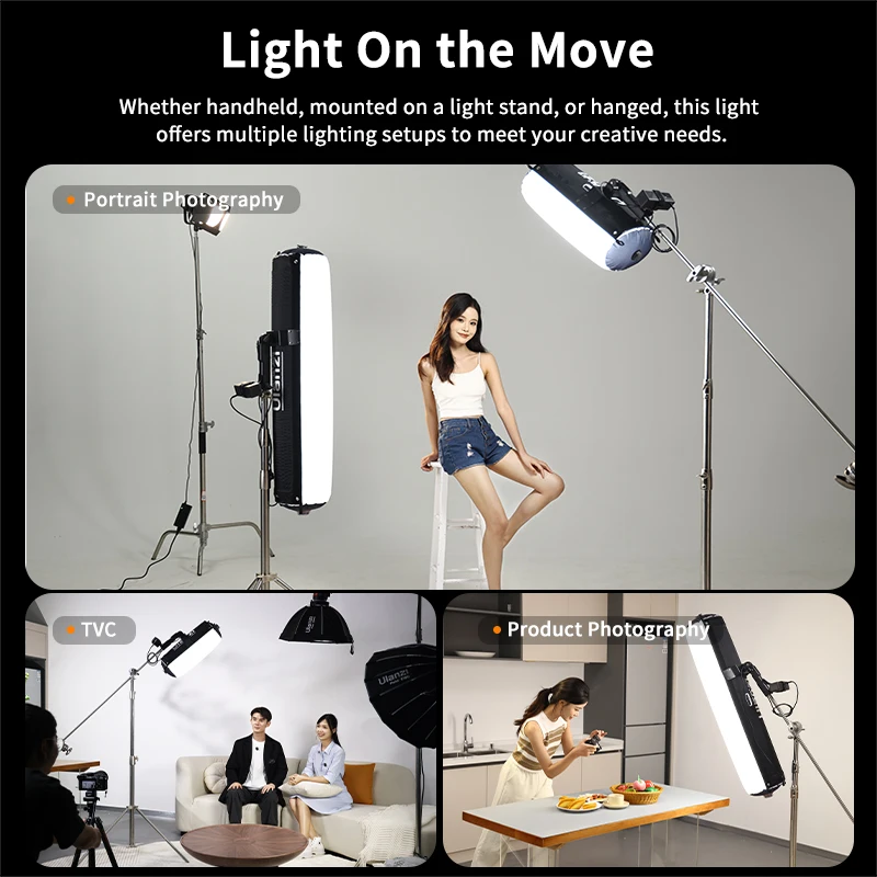 Ulanzi AL60 60W Inflatable Air Tube Light APP Remote LED Video Light 2700K-6500K Bi-Color Light Stick w Handle for Photography