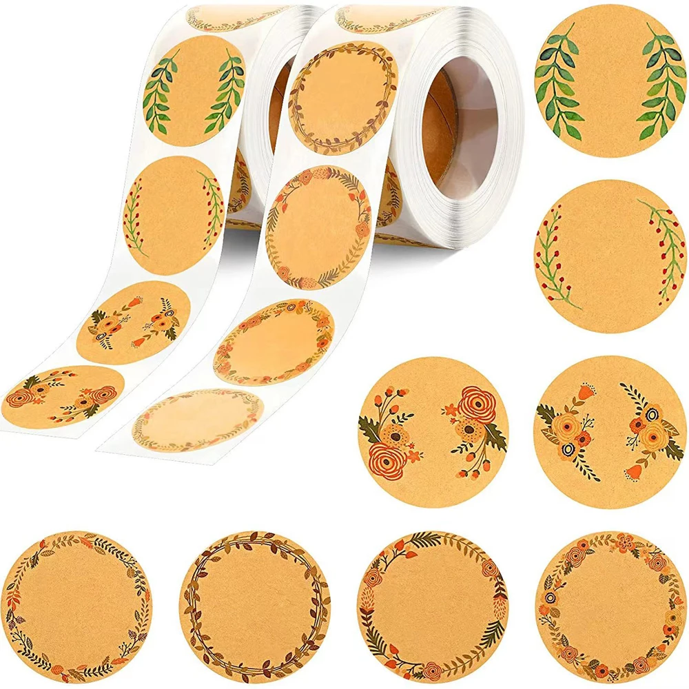 

500pcs Kraft Paper Labels Stickers Blank Writable Sealing Labels for Gift Decor Jar Food Classification Mark Stationery Stickers