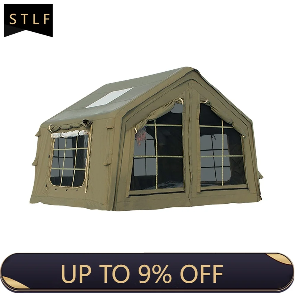 

Inflatable Camping Tent 2-10 Person 4-Season Waterproof Oxford Fabric Luxury Blow Up Tent with Carry Bag
