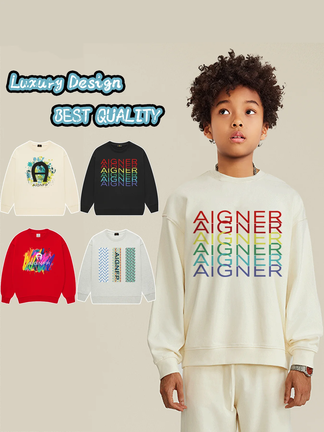 

Trend Boys Sweatshirt Kids Winter Clothes Fashion Rainbow Graffiti Letter Tops Pullover Fall New Boy Sweater Children's Clothing