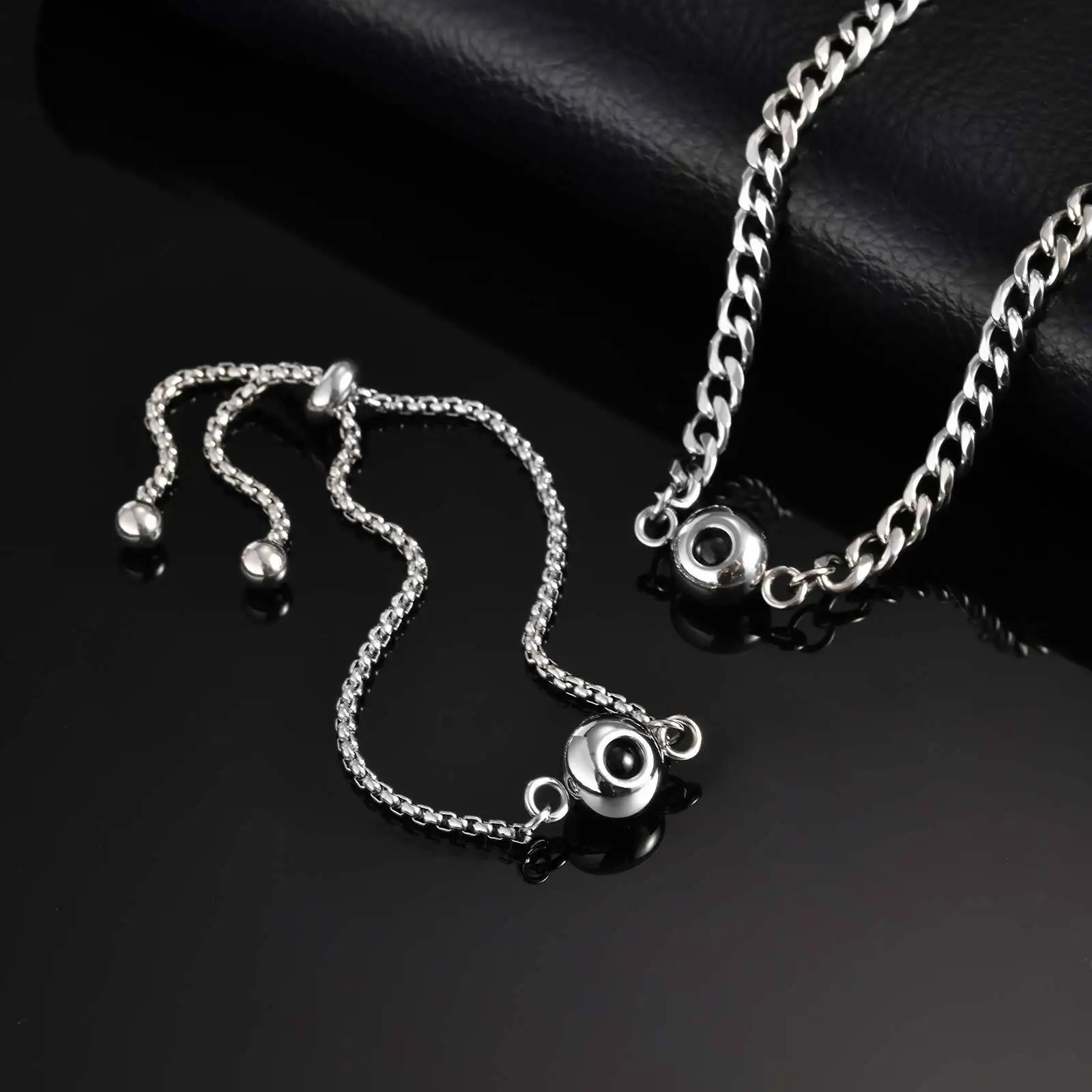 Colar de pedra de projeção personalizado para homens, colares de corrente cubana de aço inoxidável, presente de dia de aniversário