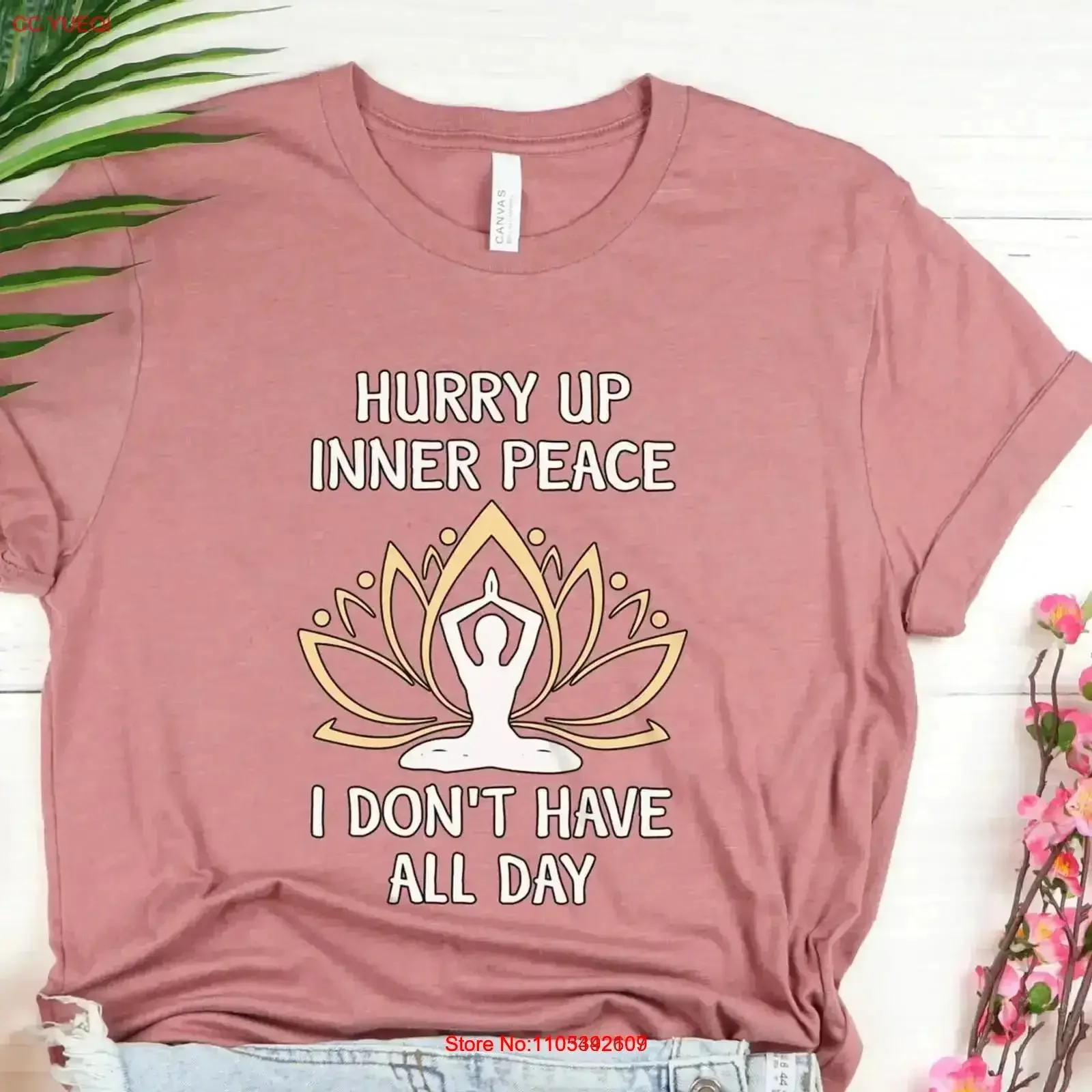 Inner Peace T-Shirt für Damen, Meditation, Pilates, Outfit, Vintage, gewaschen, stilvoll, atmungsaktiv, Designer-Kleidung für Herren, Vintage, gewaschen
