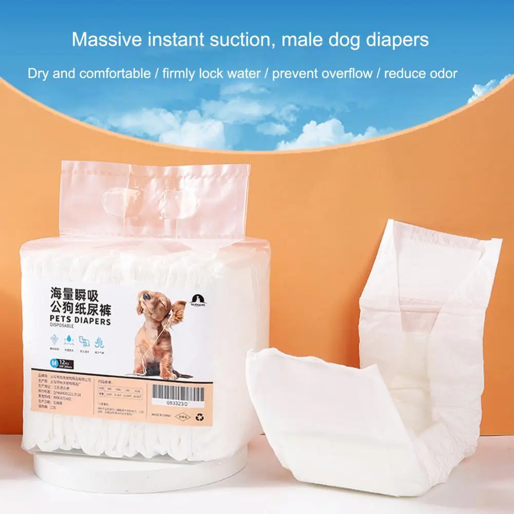 12Pcs Dog Diapers Male Disposable Puppy Diaper Leak-proof Design Thin And Breathable Menstruation Shorts Pet Diaper Pants