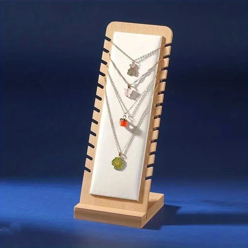 Bamboo Necklace Display Stand Wooden Multi‑Hook Jewelry Easel Showcase Holder for Necklaces - view 5