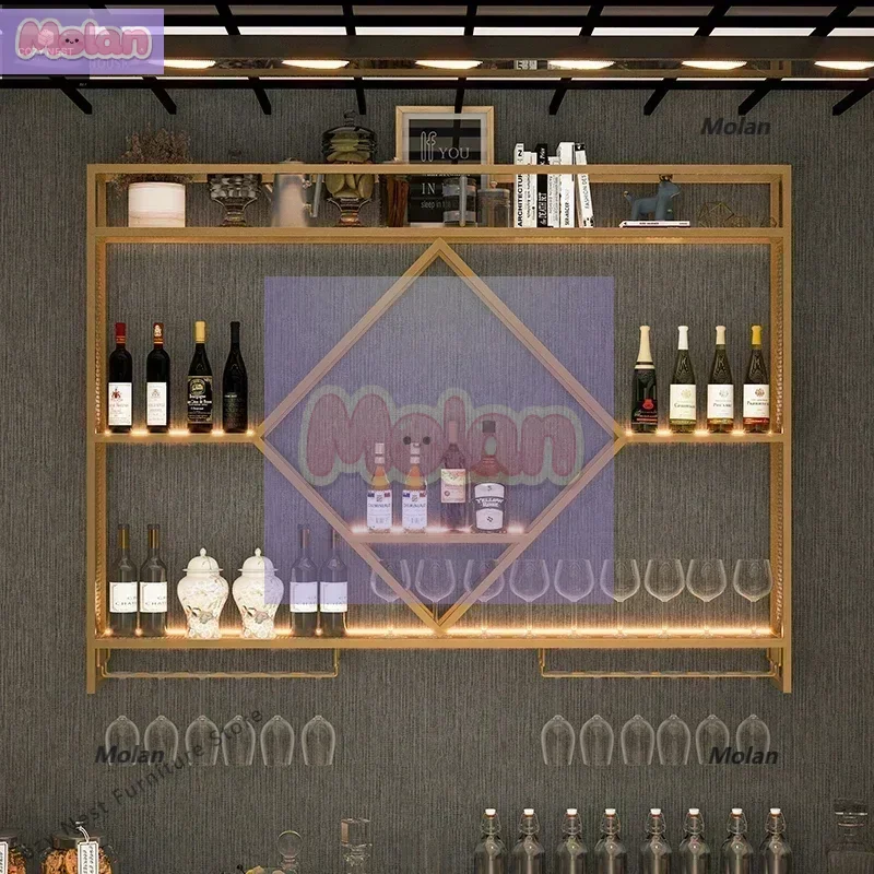 

Nordic Iron Art Wine Rack High-end Restaurant Wine Display Cabinet Light Luxury Simple Wall-mounted Bar Decorative Wine Cabinet