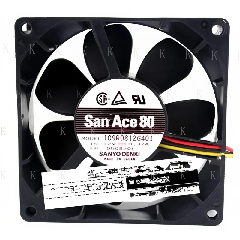 C  FOR  1 PCS    Fan  109R0812G401  DC12V 0.37A 8025 8CM 3 wire cooling fan # A6–27