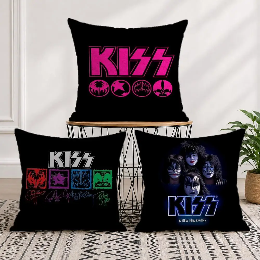 Band K-Kiss Cushion Cover Washable Soft Thick Cushion Cover Decorative Pillowcase for Sofa Living Room Home
