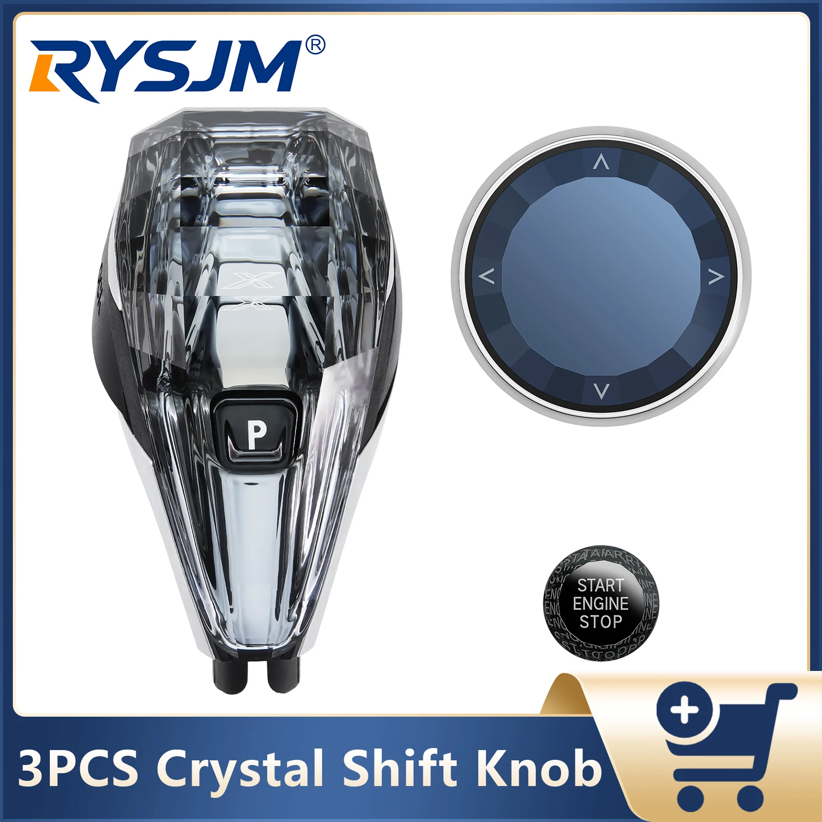 

3 Pieces Set Crystal Gear Shift Knob Lever Crystal Shift Knob Handle For BMW 3 4 Series X3 X4 X5 X6 G14 G15 G16 G20 G21 G22