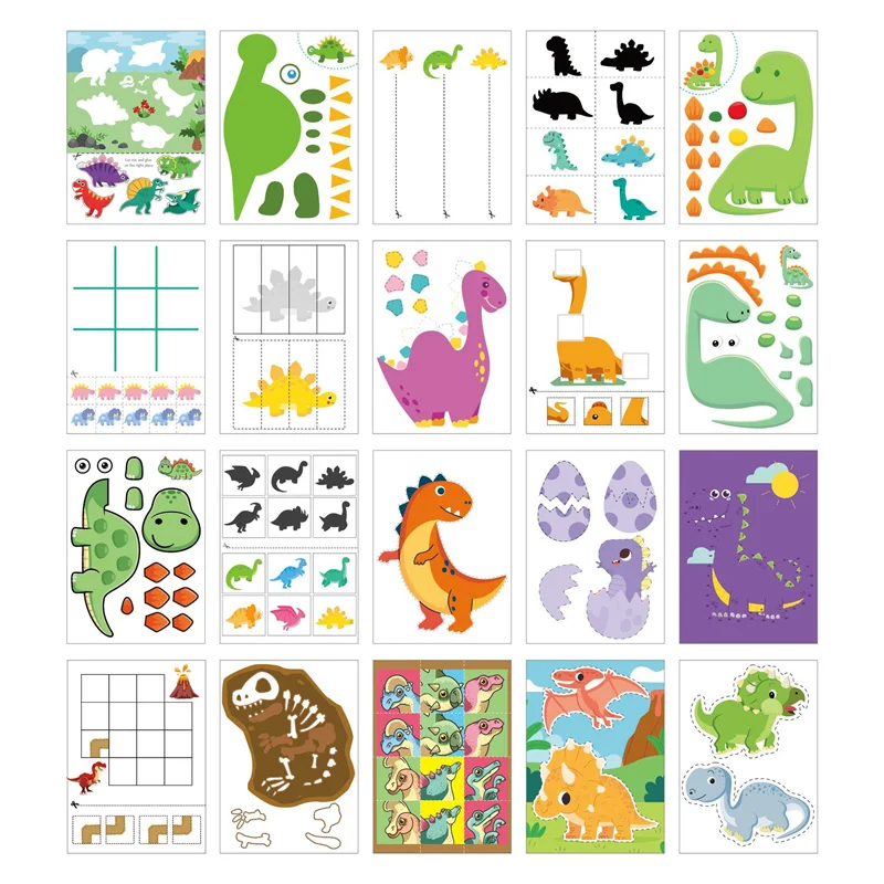  20Pcs Handmade Paper Cut Book Kids Craft Toys DIY Cartoon Scrapbooking Paper Art Toys Kids Learning Toys for Children Gifts