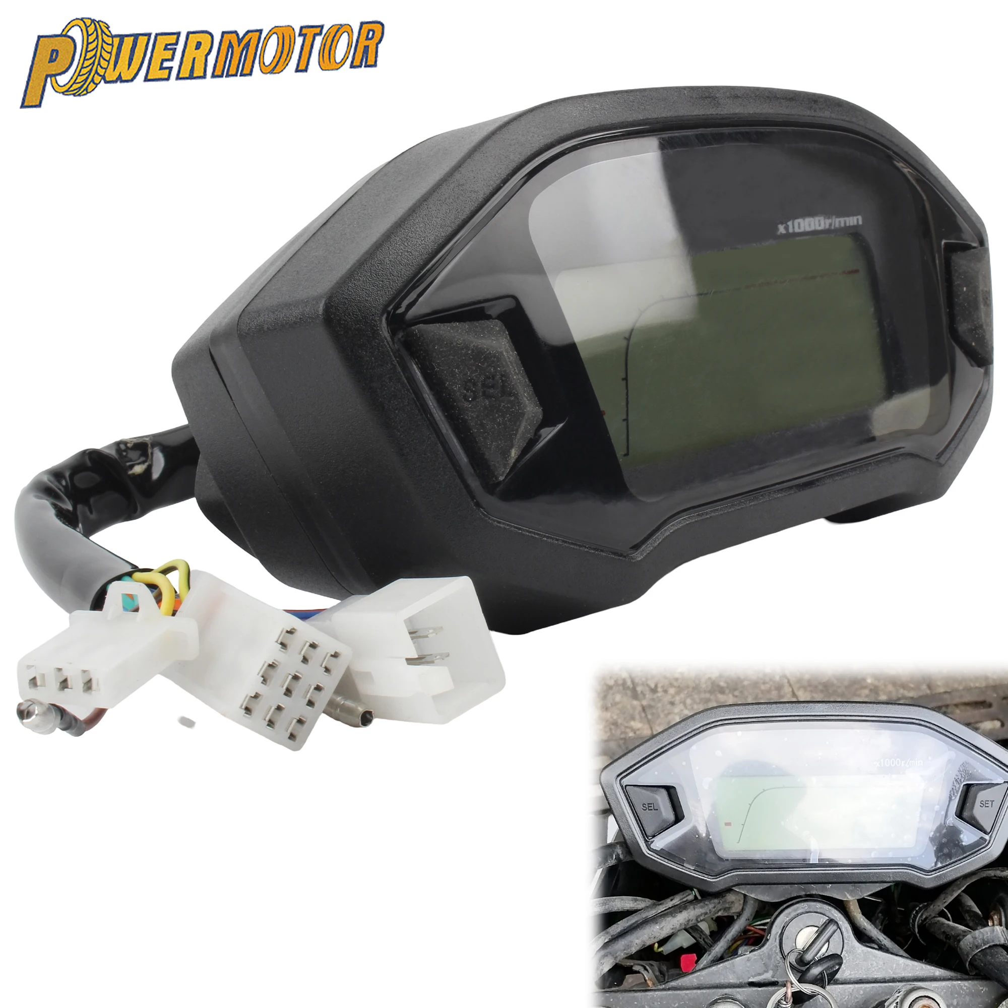 

for 2-4 Cylinder Motorcycle LCD Digital 13000rpm Speedometer Backlight Motor Vehicle Turn Signal Light Indicator Voltmeter Part