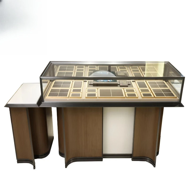 

Free Design Commercial Modern Top Grade Glass Metal Store Neck Black Customized Jewelry Showcase Display Set Cabinet