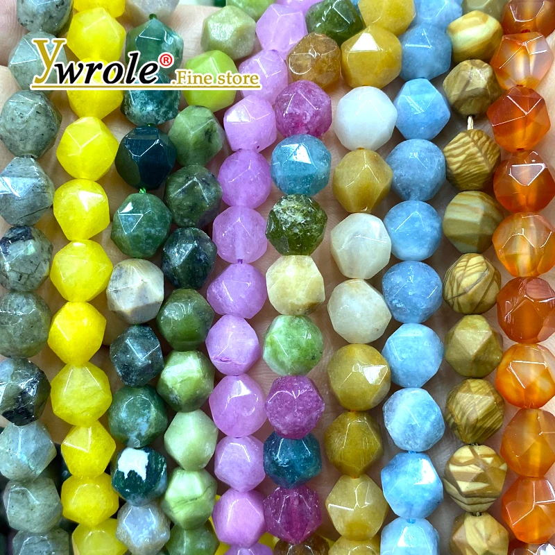 

Big Faceted Natural Stone Round Lapis Jade Quartz Labradorite Spacer Beads for Jewelry Making Diy Bracelets Charms Accessories