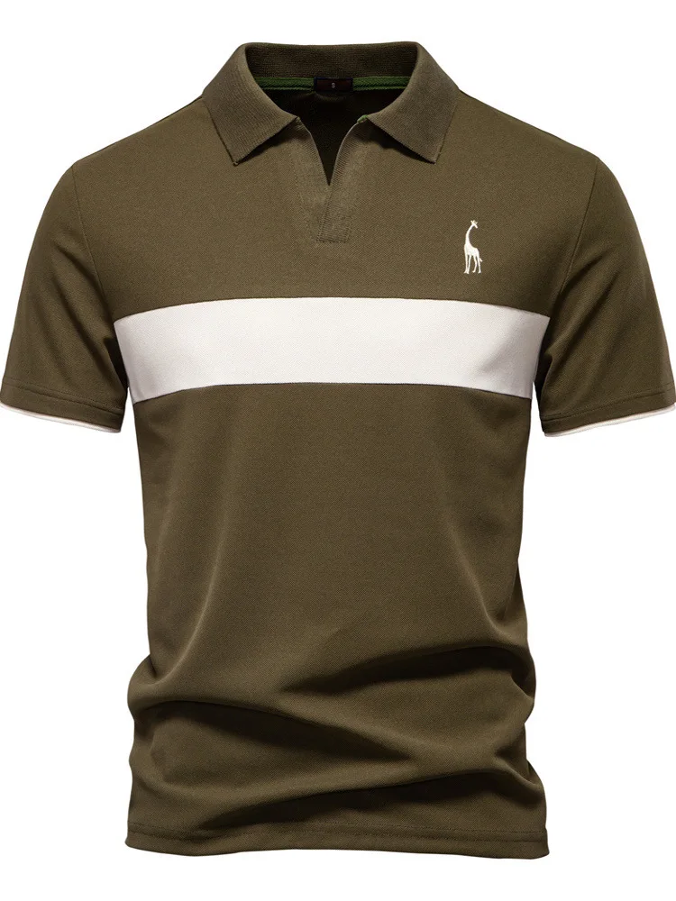 Novedad de verano, camiseta a rayas con cuello Faion para hombre, ocio, corte entallado, ort Sve Busin, ropa informal urbana para jóvenes