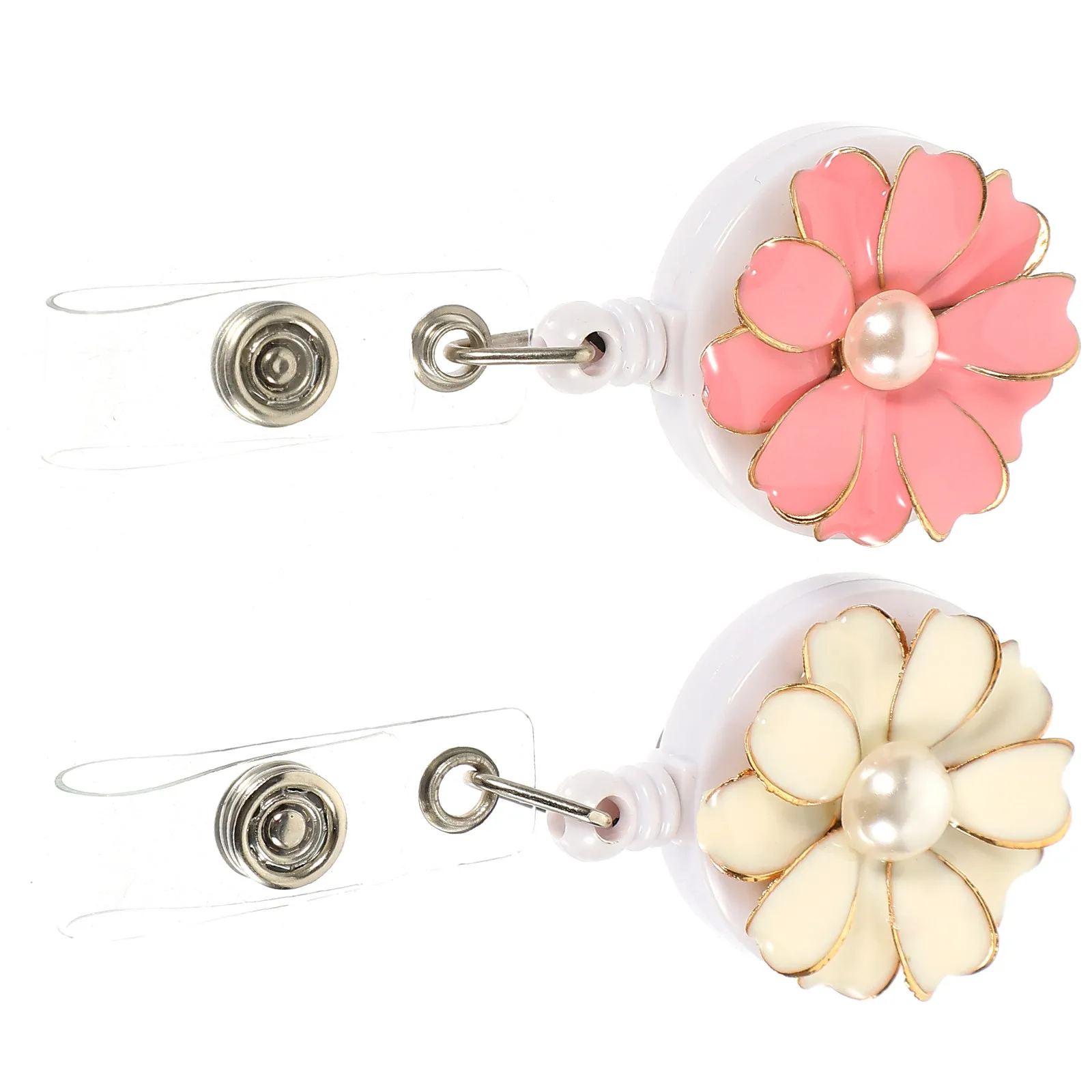 2Pcs Badge Holder Retractable Reel Clips Portable Name Tag Holder Chest Card Clips Employee Id Badge Buckle Cards Accessory