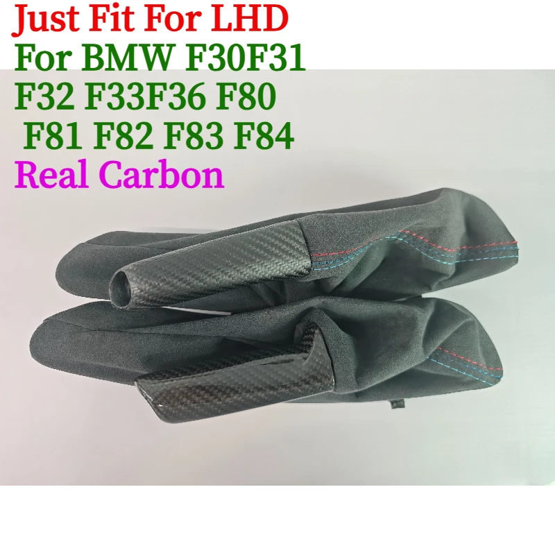 LHD F30 F31 F32 F33 Real Carbon Fiber Gear Shift Knob Carbon Handbrake for BMW  F36 F80 F81 F82 F83 F84