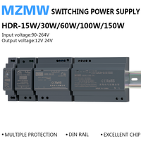 HDR Series DIN Rail Switching Power Supply 15W 30W 60W 100W 150W 110V 220V AC/DC 12V 24V Industrial Ultra-thin SMPS Transformer