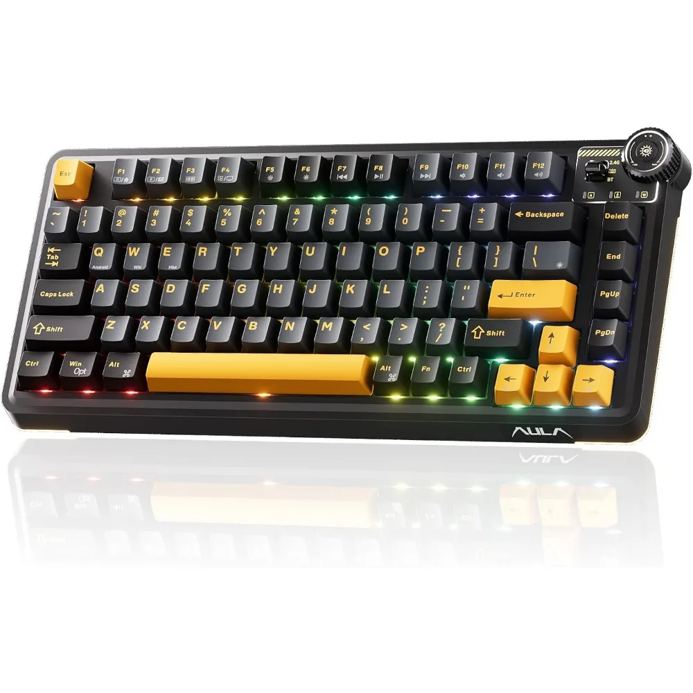 75% Wireless Mechanical Keyboard with RGB, Multi-Device Connectivity, LED Backlit, and PBT Keycaps
