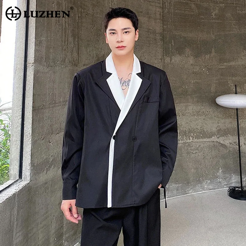 

Мужской повседневный пиджак LUZHEN 2026: новая коллекция, контрастные цвета, двойной воротник, модный и элегантный стиль JY6185