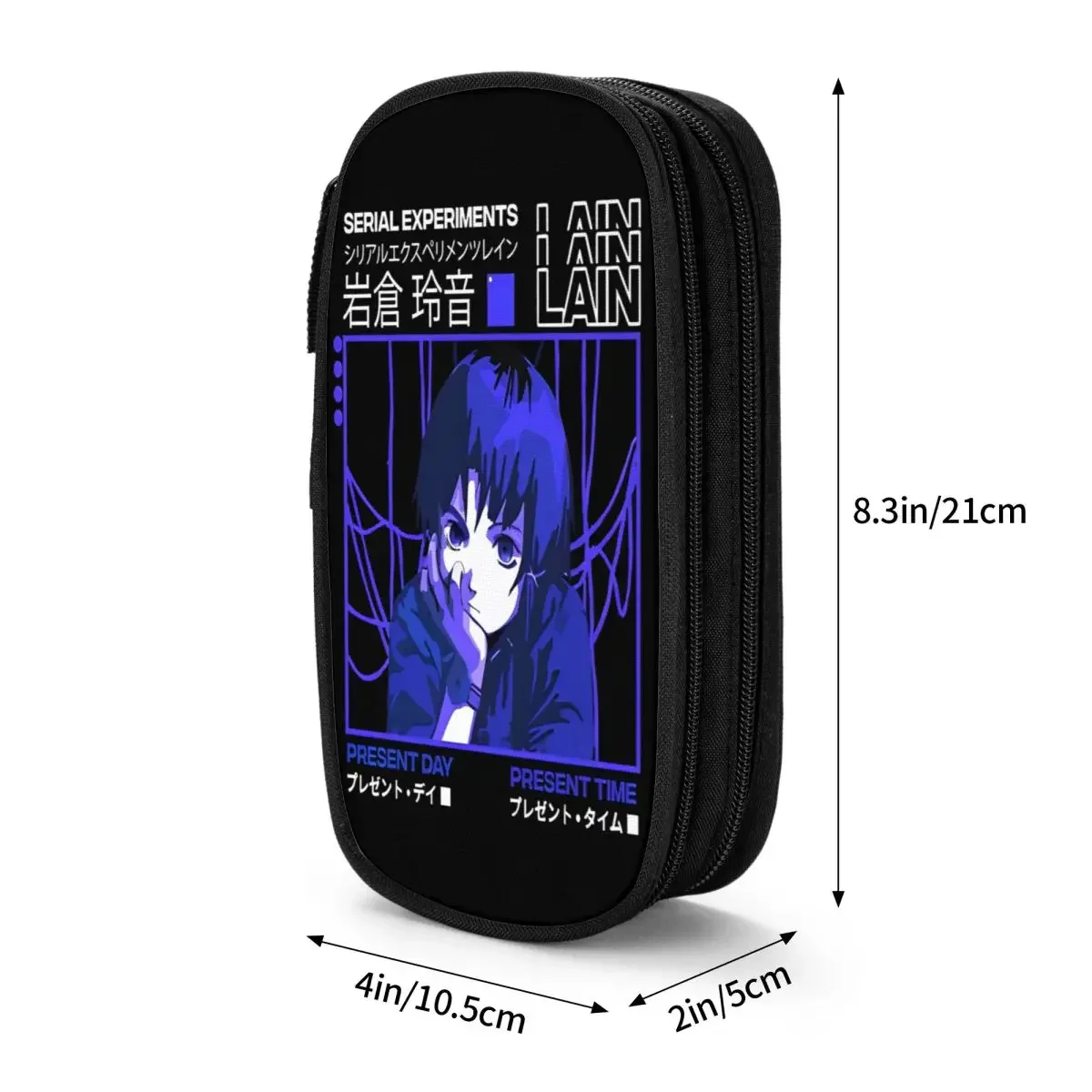 أغمق التجارب التسلسلية Lain مقلمة أنيمي Lwakura الخيال العلمي مانغا صندوق القلم حقيبة للطلاب سعة كبيرة اللوازم المدرسية