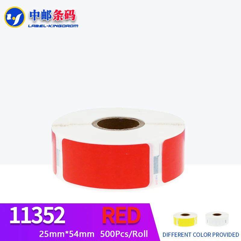 2 Rolls Dymo 11352 Red Color Generic Label 25mm*54mm 500Pcs Compatible for LW400 LW450 Turbo 4XL Thermal Printer