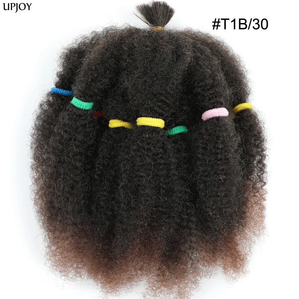 Afro Kinky Curly Hair Bulk Synthetic 12inch Ombre Marley Twists Braiding Hair #1B 4 27 30 33 99J Green Ombre Purple Brown Colors