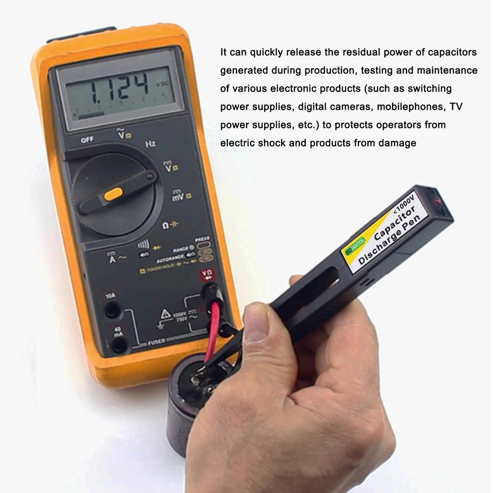 1000V Capacitor Discharge Pen High Voltage Fast Discharging Tool Digital Sparkpen Electronic Repairs Discharger Discharge Pen