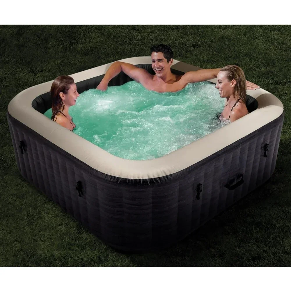 Inflatable Square Hot Tub Spa With Attachable Cup Holder And Set Of 4 Refreshment Tray Accessory,inflatable Pool