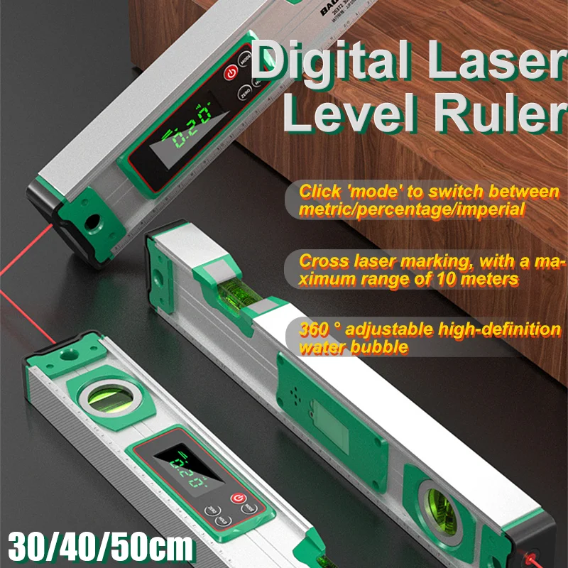 شاشة ديجيتال مستوى الليزر حاكم 30/40/50 سنتيمتر فقاعة مستوى الكحول المغناطيسي رافعة زاوية مقياس التسوية مكتشف التسوية أليجنر