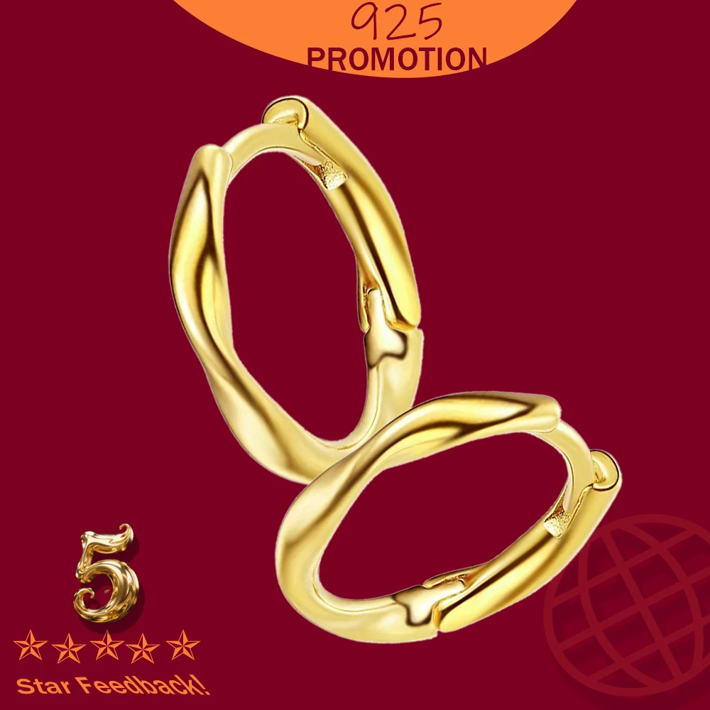 

925 Sterling Silver Earrings Cuff Piercing Wedding Jewelry Gift Zircon Geometric Earrings Hoop Earrings for Women