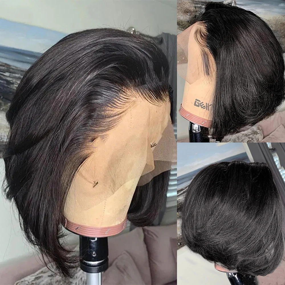 Highlight Honey Blonde Color Short Bob Lace Front Wig Brazilian Remy Human Hair Pixie Cut 13X1 Frontal Wigs For Women Preplucked image 4