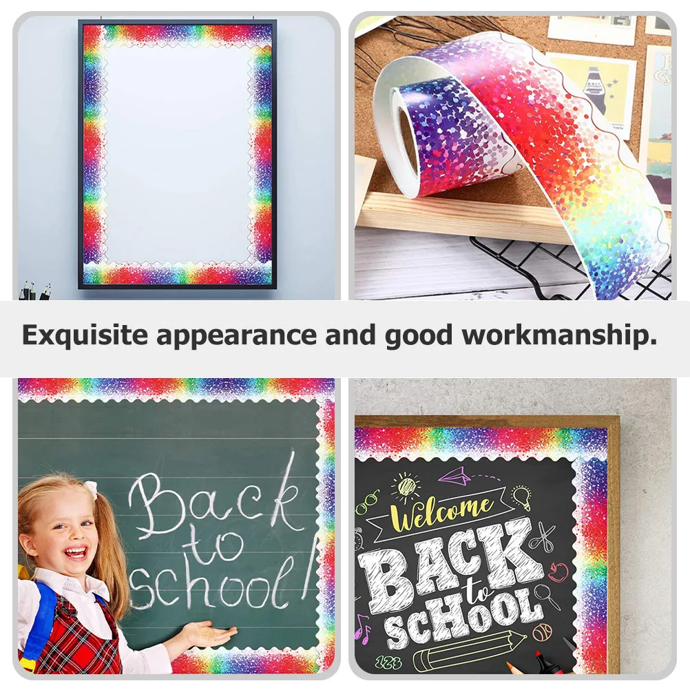 

1 Roll Colorful Dot Pattern Border Sticker Self-Adhesive Decorative Trim for Classroom Bulletin Board Office Door Window