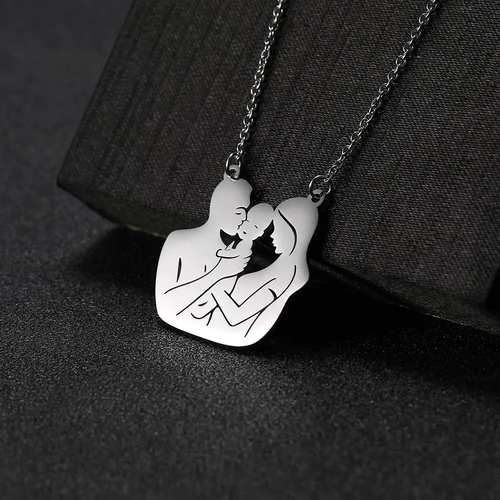 Father Necklace Mother Day Baby Child Family Love Chain Mom Dad Kid Child Gift For Women Men Stainless Steel Pendant Jewelry