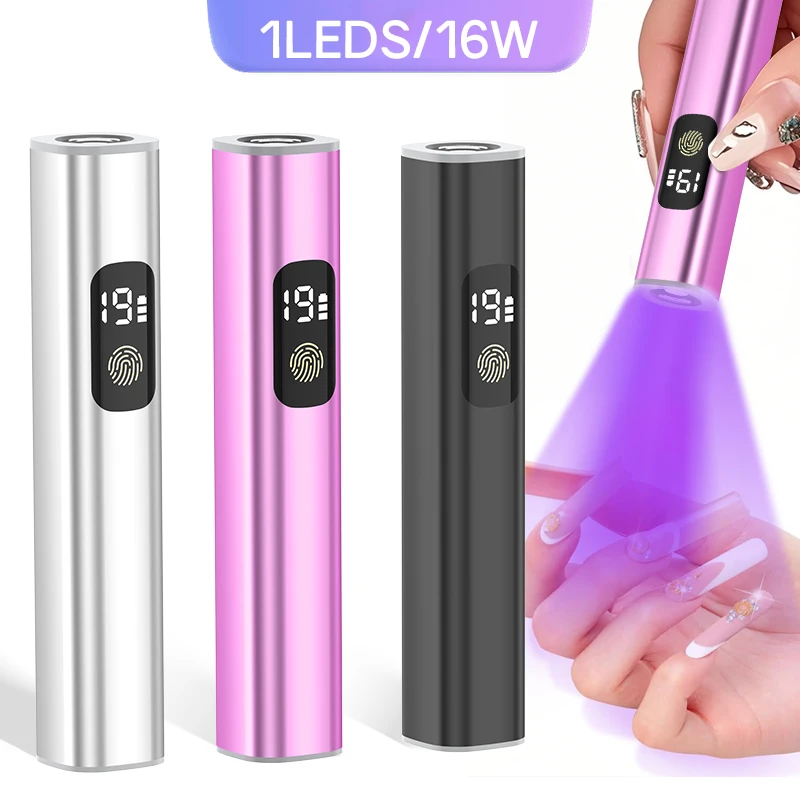 16 واط قابلة للشحن يده مجفف الأظافر جل صغير تجفيف مصباح مع شاشة تعمل باللمس التجفيف السريع الأشعة فوق البنفسجية LED مصباح لتجفيف هلام طلاء الأظافر