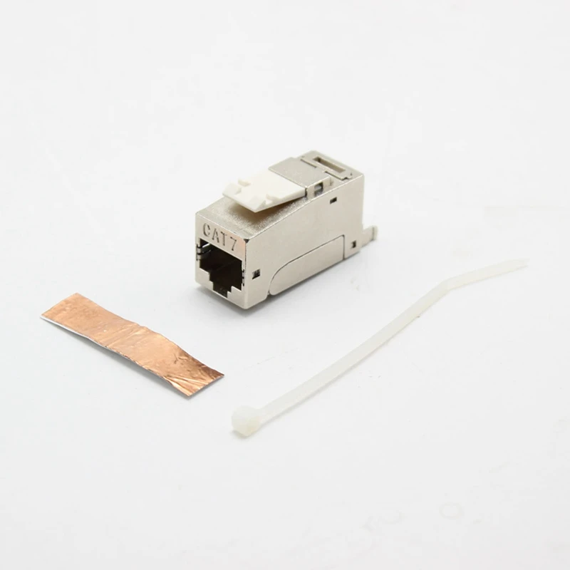 CAT7 Keystone Jack berpelindung penuh, RJ45 ke LSA, koneksi bebas alat, kompatibel untuk Cat6a/Cat.6 sistem