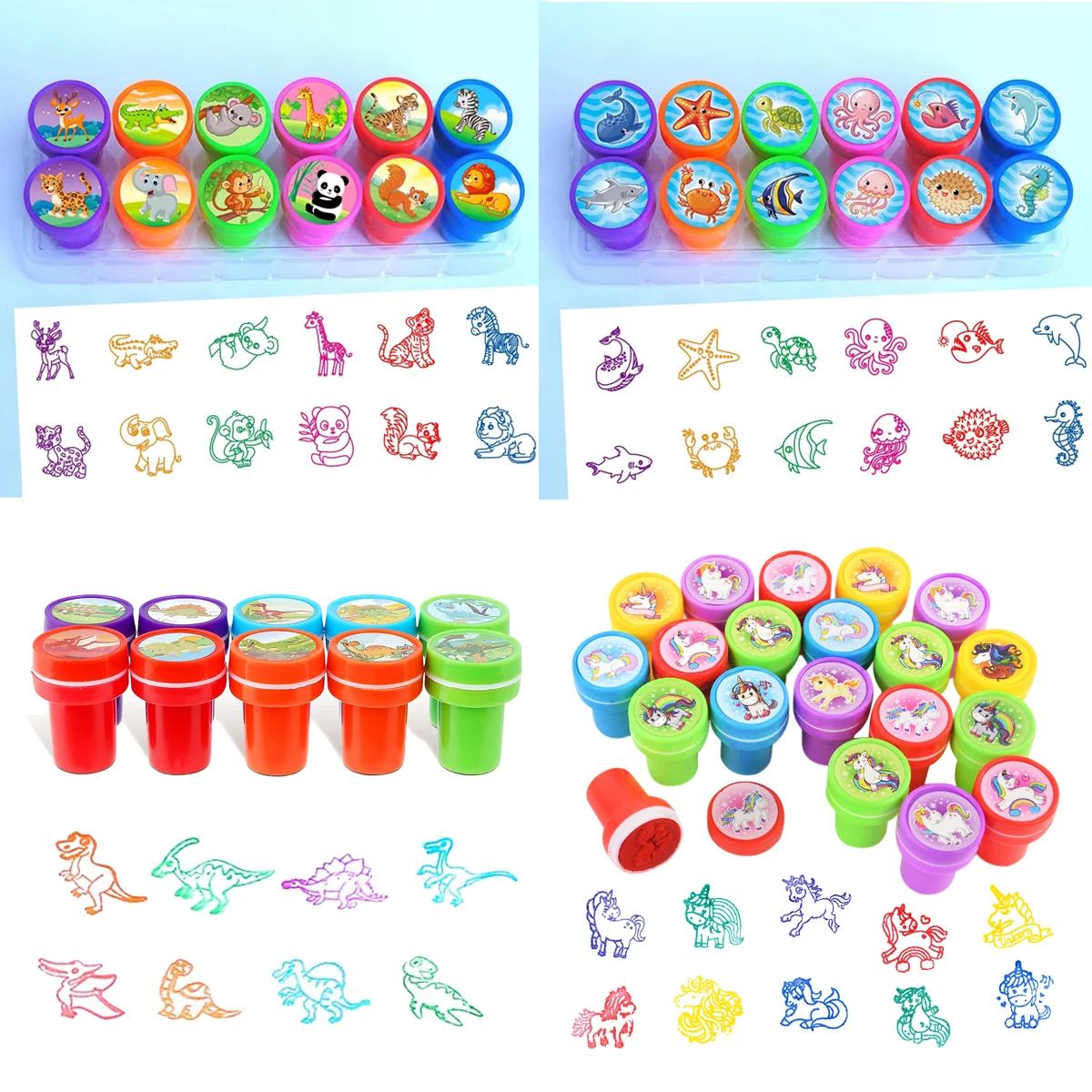 

Animals Self-Inking Stampers for Kids Party Favor Gifts Classroom Rewards Zoo Farm Ocean Life Unicorn Dinosaur Stamps Supplies