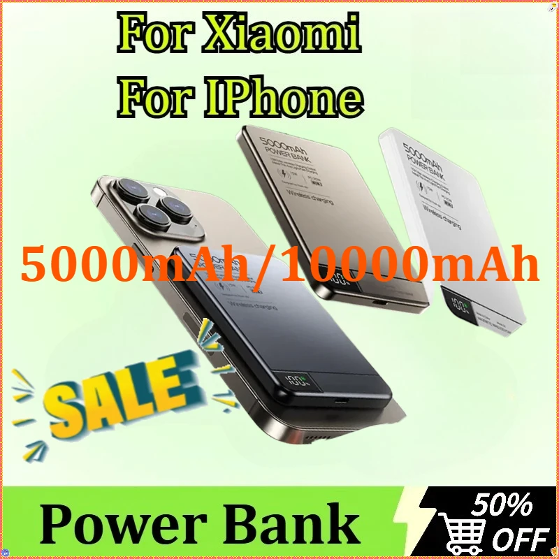 

For Xiaomi for IPhone 1PCS 5000mAh/10000mAh Power Charger for Magnetic Power Bank Portable External Auxiliary Battery Pack