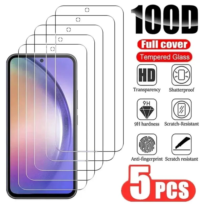 5Pcs HD Screen Protector For Samsung Galaxy A51 A52 A53 A54 A70 A71 A72 A73 A12 A13 A14 A23 A33 A34 S21 S20 FE Tempered Glass