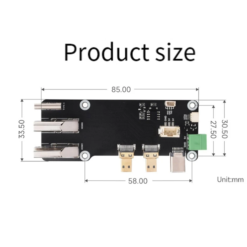 Mini -Compatible To -C Multifunctional Adapter Two Power Supply Methods Dual 4K Output For Raspberry Pi 5 / 4B