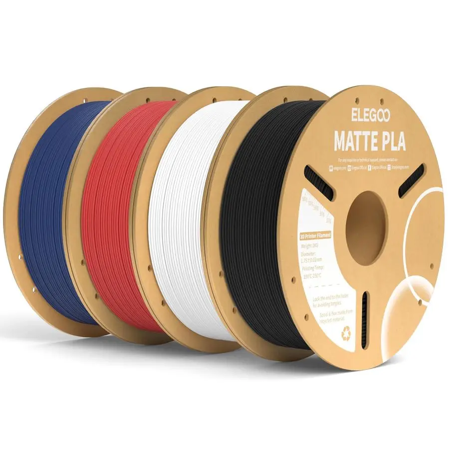

Matte PLA Filament Bundle 4KG, 1.75mm 3D Printer Filament Dimensional Accuracy 0.02mm, 1kg Carboard Spool 2.2lbs Fits for Most F