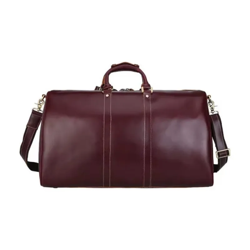Shoulder Weekend Bag Leather Duffel Bag Men's Fashion Sports Gym Travel Storage Waterproof and Lightweight