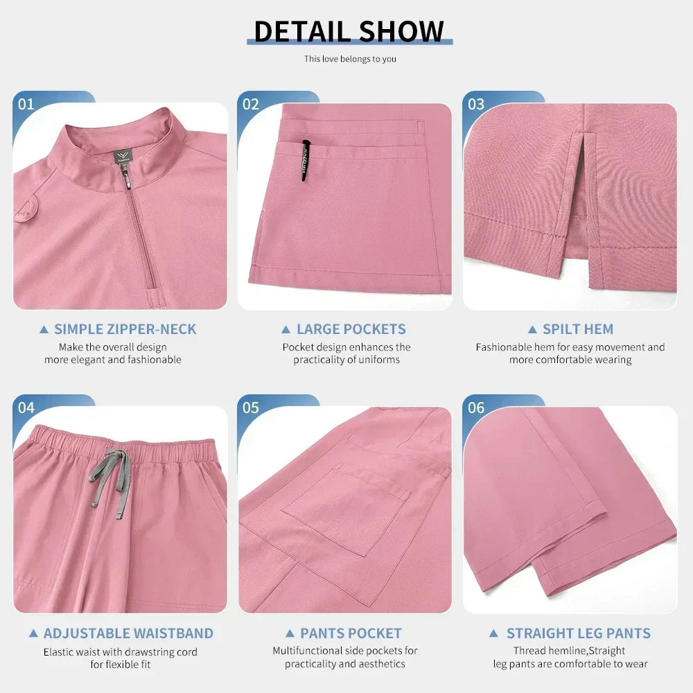 Kurzarm Arzt Uniform Peeling Anzüge Frauen Schönheit Salon Arbeitskleidung Einfarbig Medizinische Zubehör Zahnklinik Krankenschwester Uniform