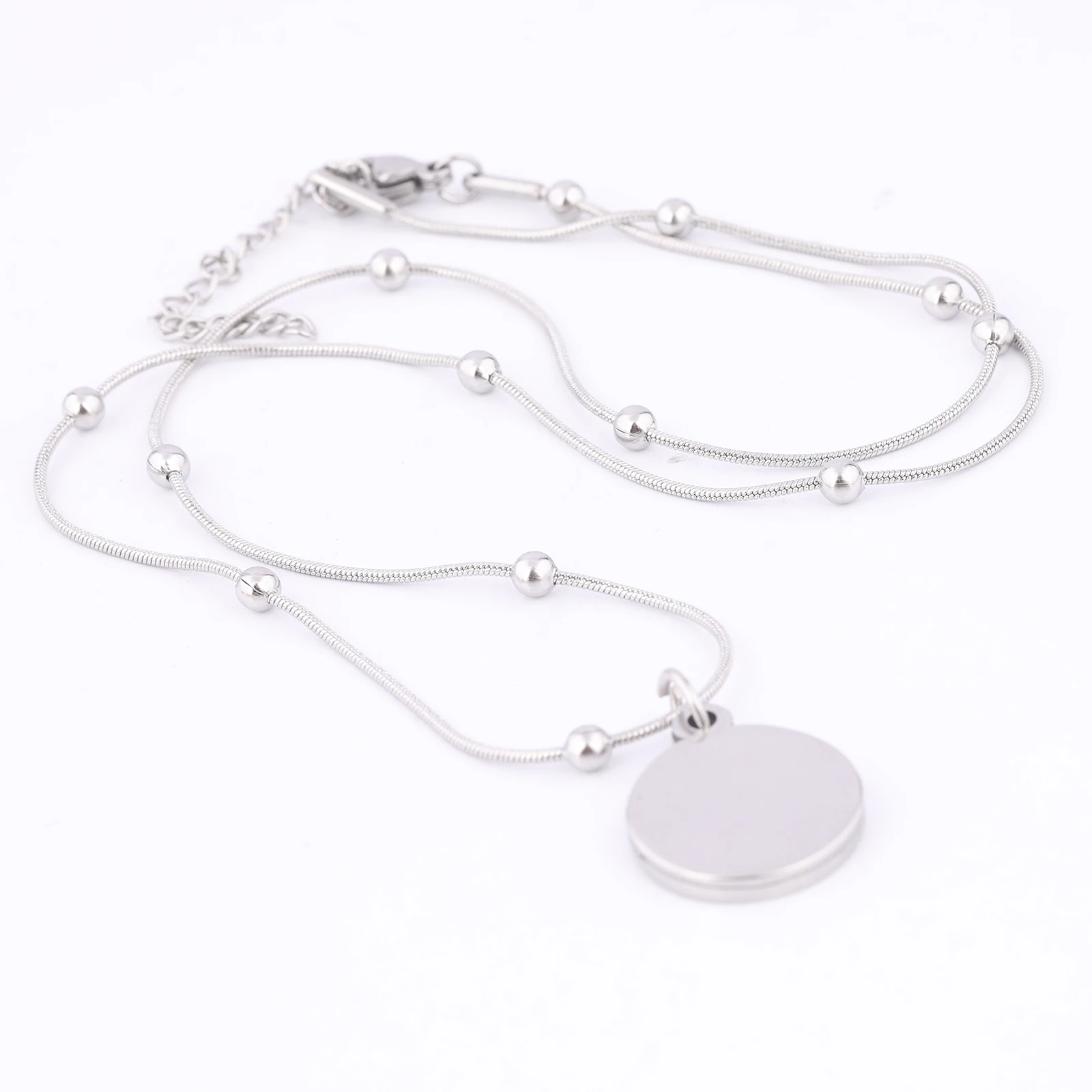 2pcs 스테인레스 스틸 골드 도금 볼 체인 목걸이 기본 공백 12mm 카보 숑 펜던트 베젤 설정 트레이 Diy 쥬얼리 결과