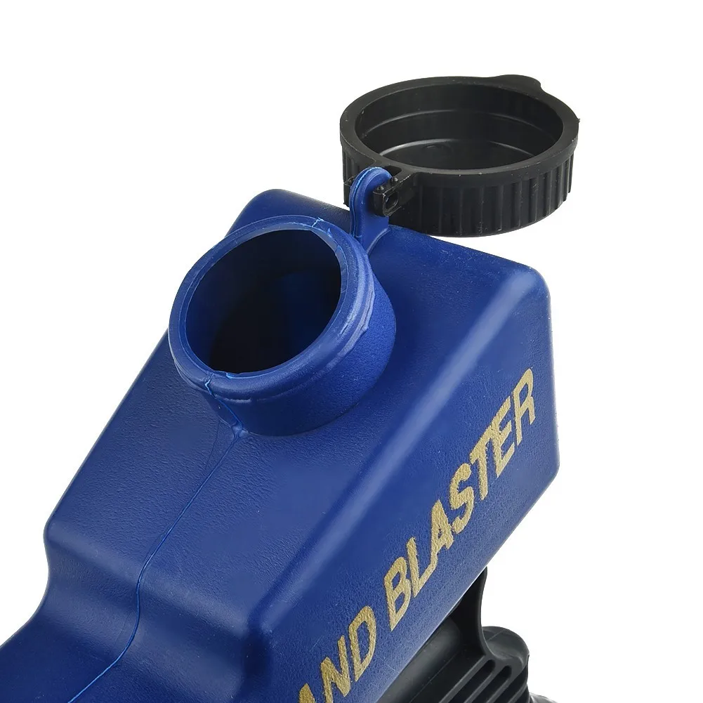 Blue Portable Sand Blaster, Adjustable Sand Blasting Flow, Diamond and Glass Beads Compatible, 600cc Tank Capacity