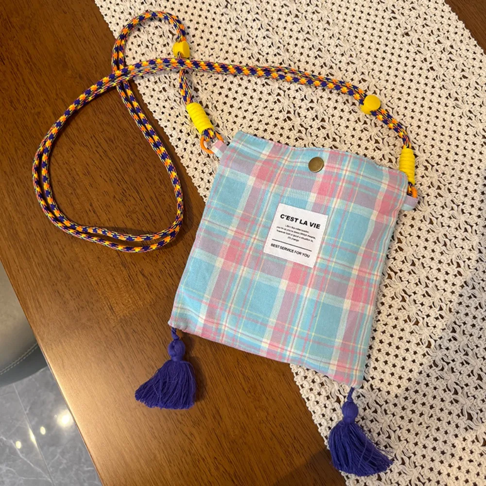 

Винтажная тканевая сумка через плечо в этническом стиле с принтом, сумка для телефона, сумка на плечо с кисточками, большая вместительная холщовая сумка в клетку с геометрическим рисунком, женская