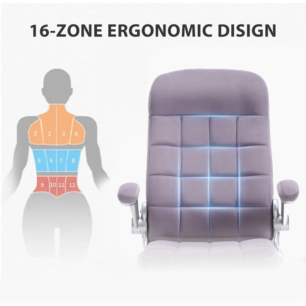 كرسي مكتب من القماش عالي الظهر أرجواني، كراسي مكتب تنفيذية مخملية بأذرع قابلة للطي، كراسي مكتب مريحة مع دعم قطني