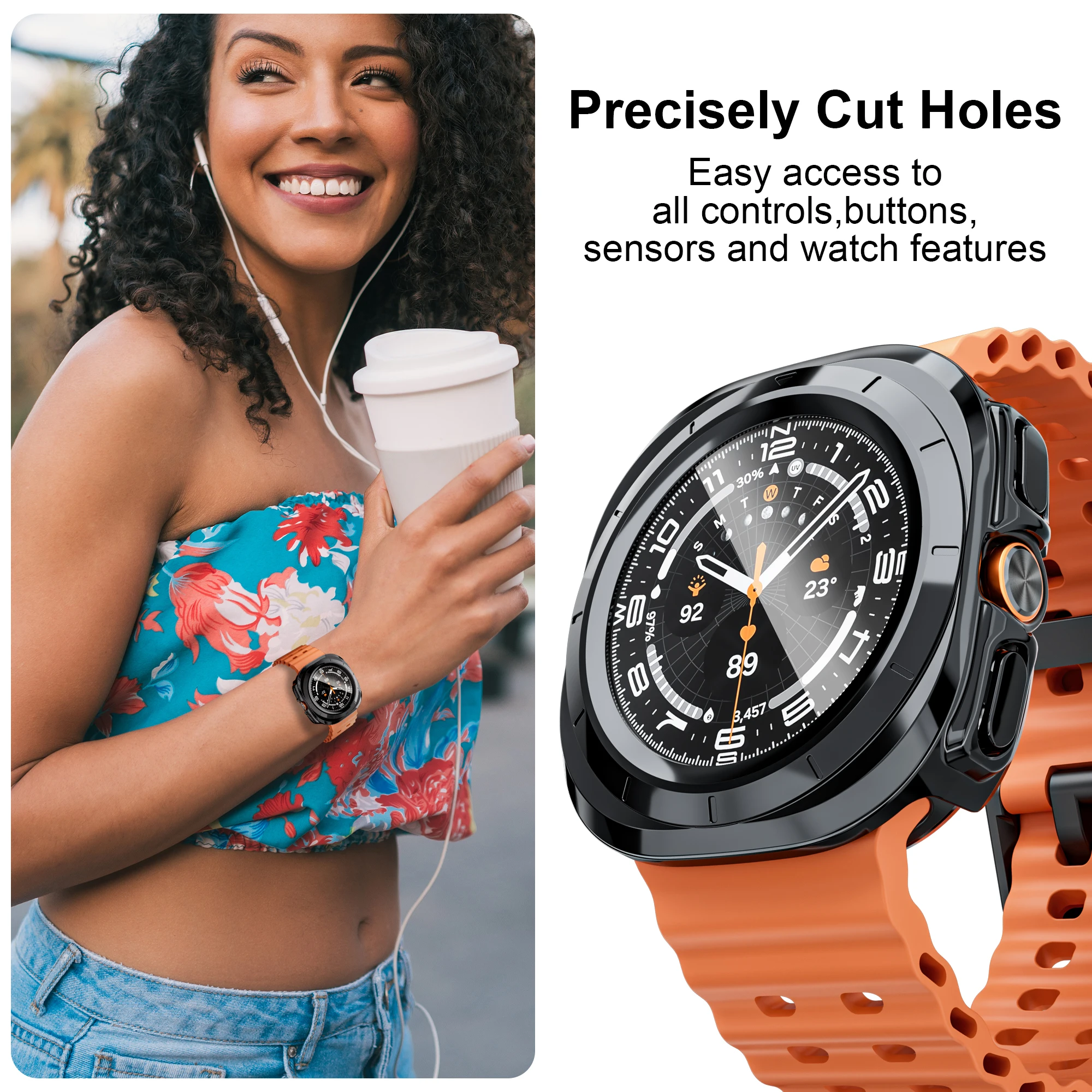 Funda para Samsung Galaxy Watch Ultra 47mm accesorios Protector de pantalla de vidrio templado parachoques duro de PC Galaxy Watch 7 ultra Cover