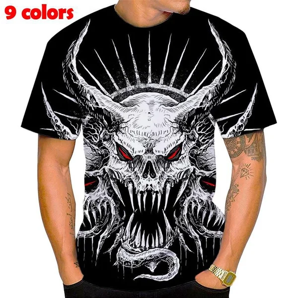 2024 Latest Devil Satan 3D Printed Fashion Hip Hop Street T-Shirt Round Neck Short Sleeve Top T-Shirt